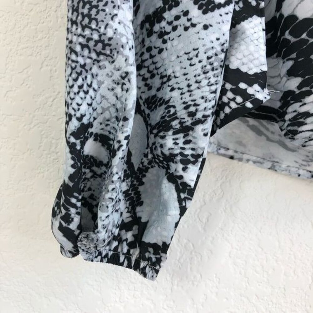 H&M Snake Python High Collar Ruffle Blouse - image 3